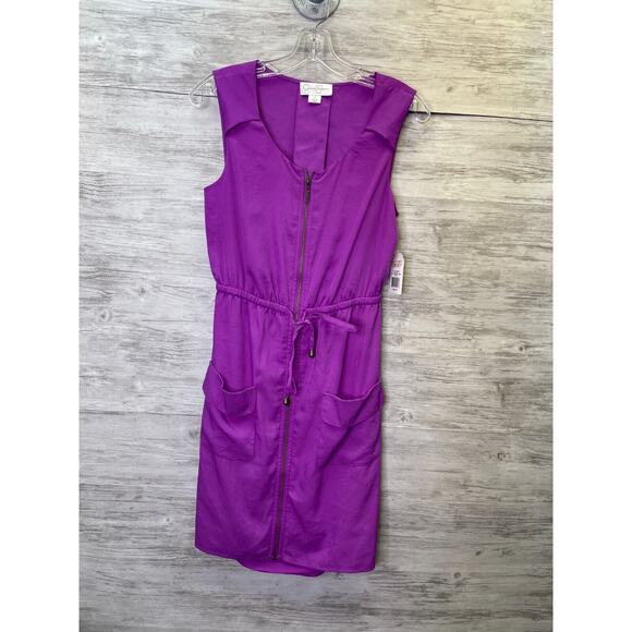 Jessica Simpson Dress 6 Purple Sleeveless Drawstring Waist Full Zip Short - Picture 1 of 13